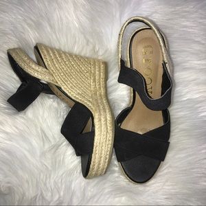 black espadrille wedges
